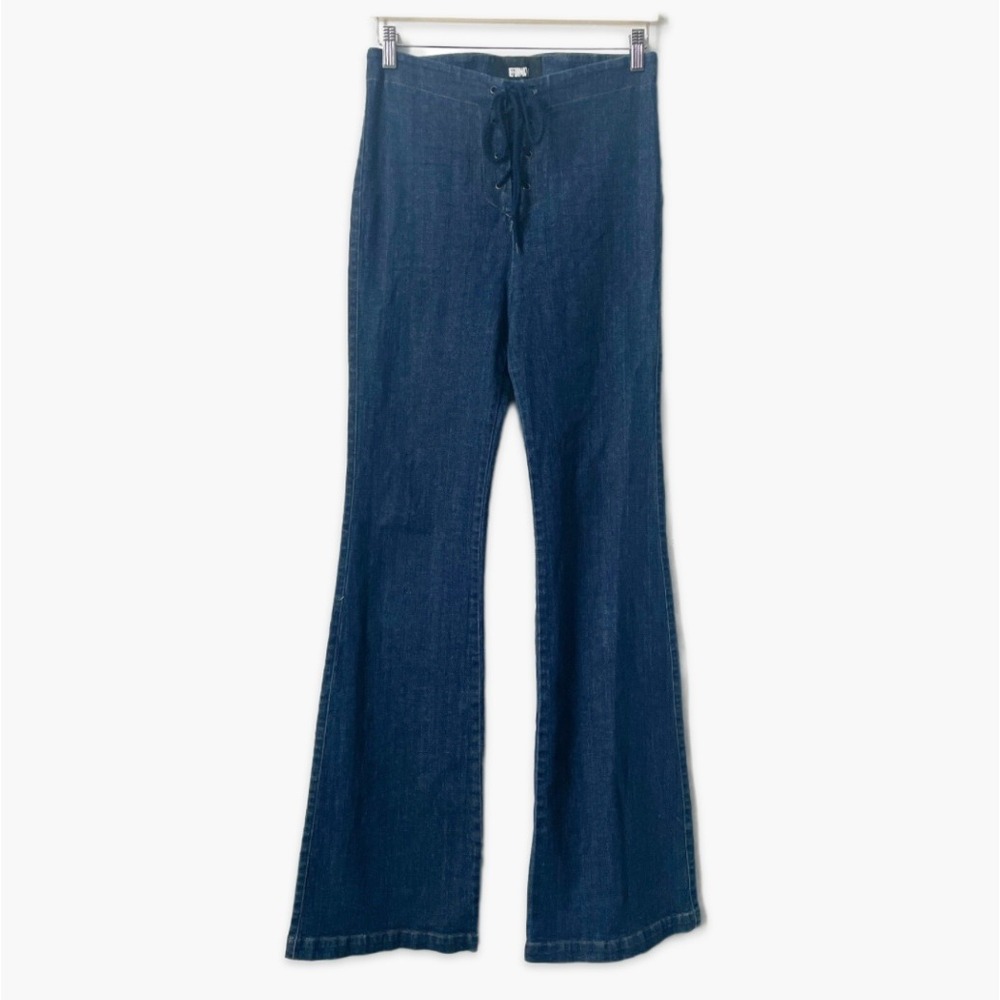 Reformation Lace Up Front‎ Wide Leg Flared Bell Bottom Jeans Size 6